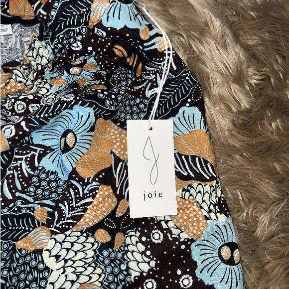 New Joie womens drawstring waistband floral linen shorts size 6 - Picture 2 of 9